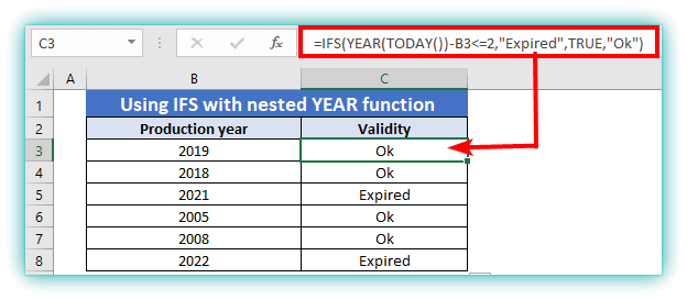 IFS function in excel advanced example