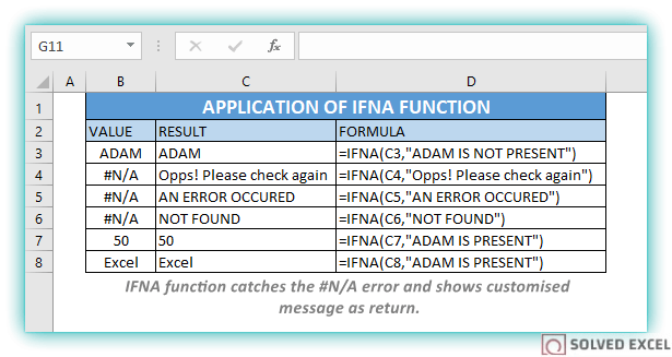 IFNA Function in excel