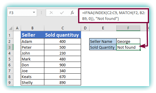 IFNA Function  Excel 