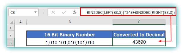 BIN2DEC in Excel for Large Number