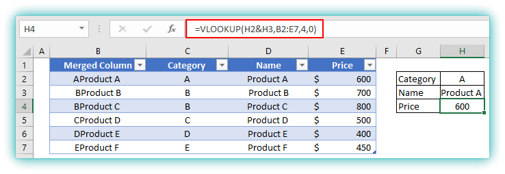 VLOOKUP Function Excel with Multiple Criteria
