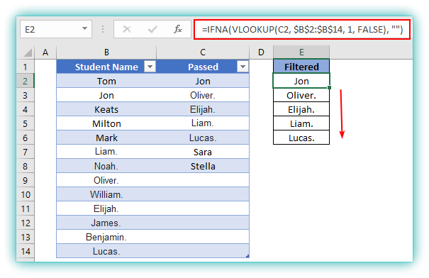 VLOOKUP Formula in Excel to Compare Values Between Two Columns