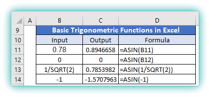 Excel Trigonometric Functions(SIN,COS,TAN)