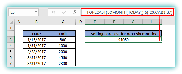 EOMONTH Function in Excel - Example

