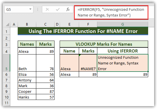 Vlookup with  The IFERROR Function in Excel 