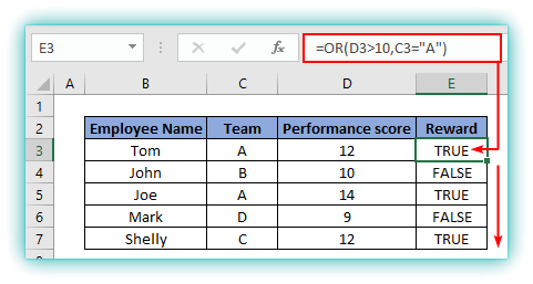 or function in excel examples