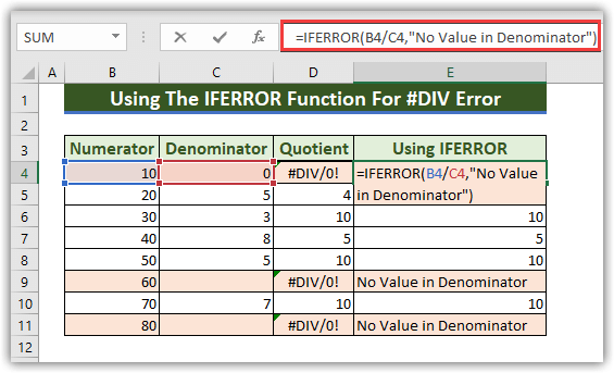 Application of IFERROR Function in Excel