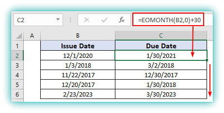 EOMONTH Function in Excel 
