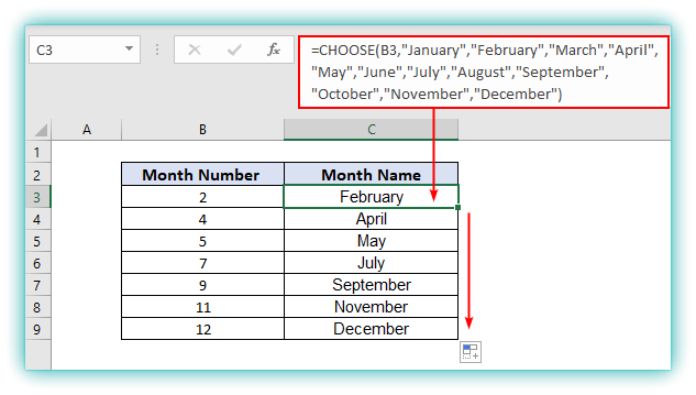 excel month name from number way2