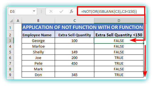 not function in excel with 4 examples