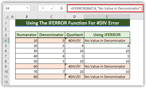 IFERROR Function in Excel Examples