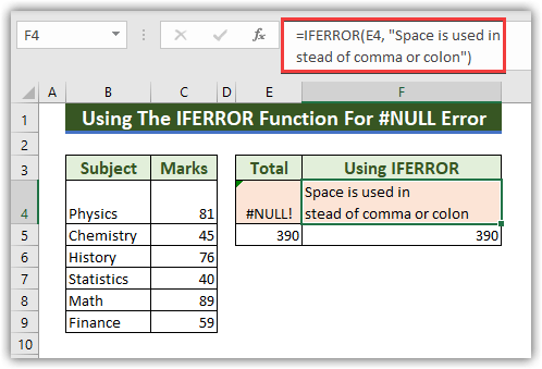 sum with  The IFERROR Function 