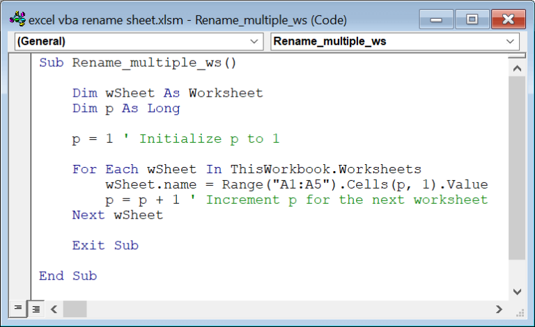 How To Rename A Sheet Using Excel VBA (7 Examples) - SOLVED EXCEL