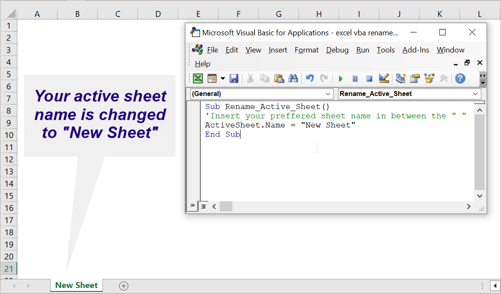 How To Rename A Sheet Using Excel Vba 7 Examples Solved Excel 5755